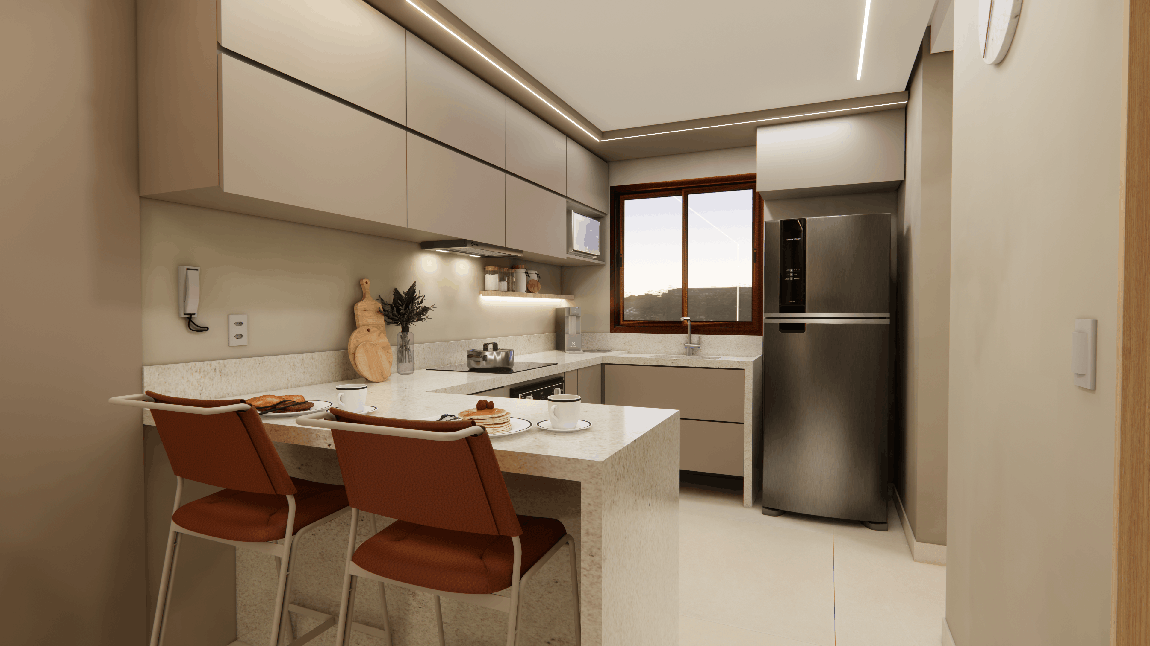 Cozinha planejada do apartamento no bairro Cidade Nova