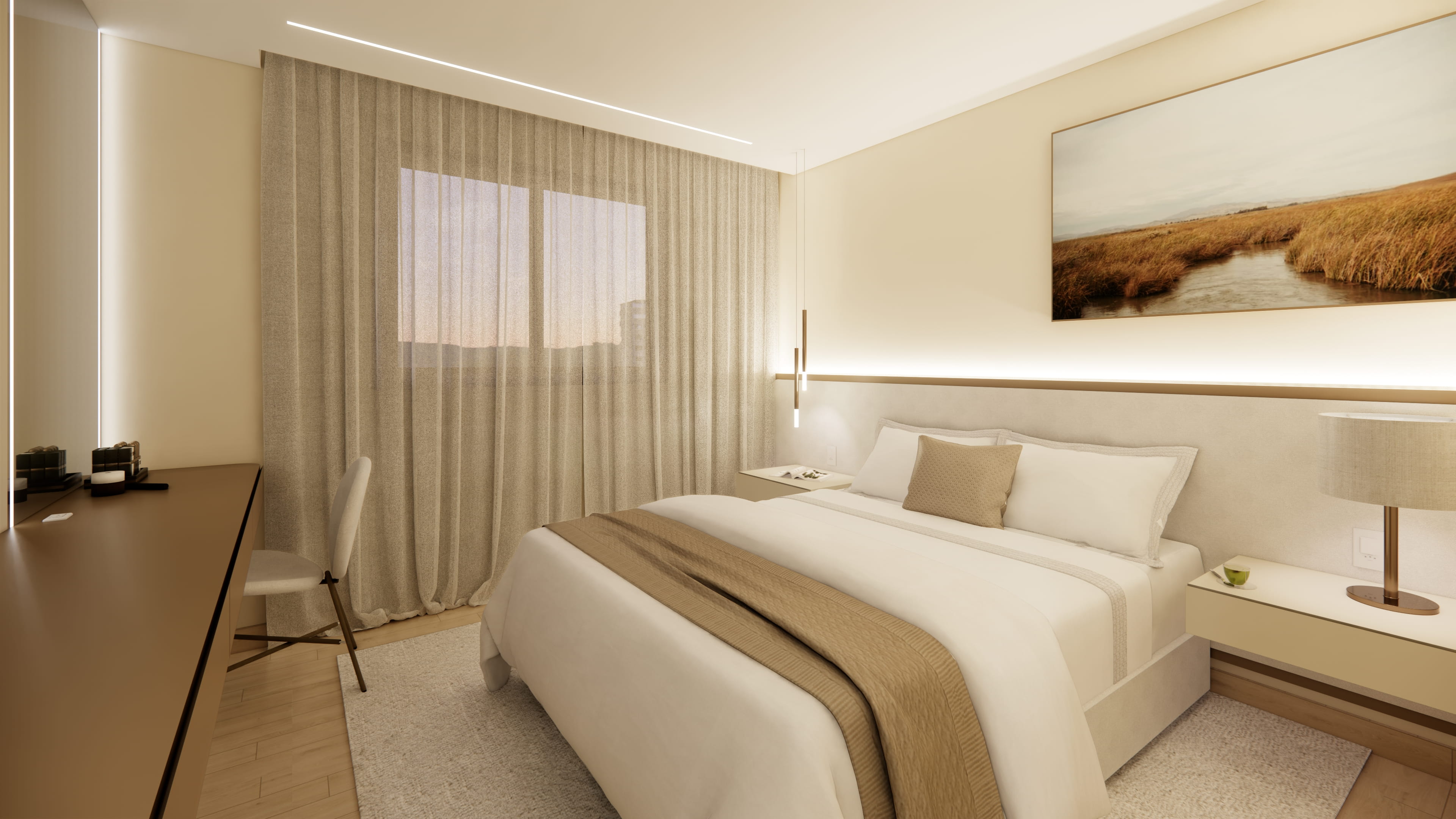 Suíte do lançamento Serenity Residence no bairro Cidade Nova